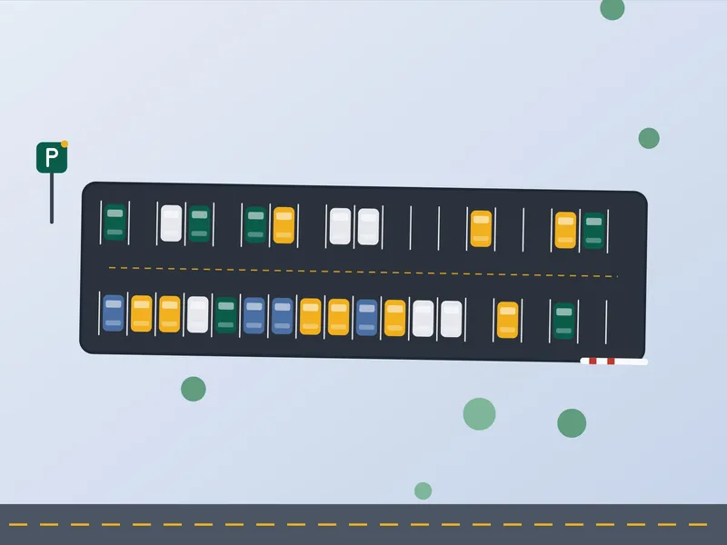 升級車牌辨識後的 36 席月租與時租混合停車場俯視示意圖